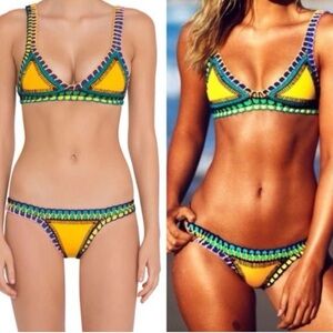 KIINI Yellow and Blue Crochet Bikini Set